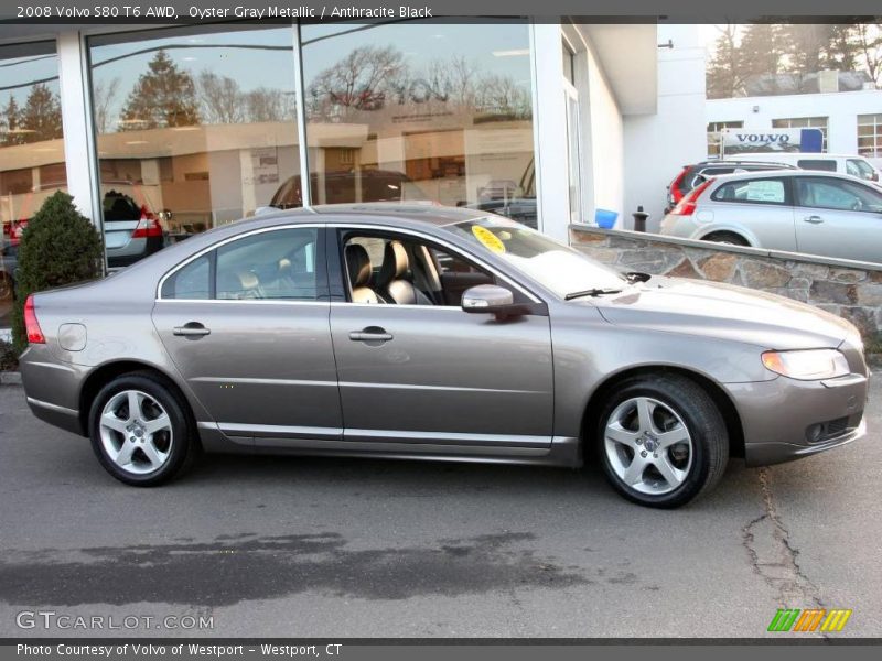 Oyster Gray Metallic / Anthracite Black 2008 Volvo S80 T6 AWD