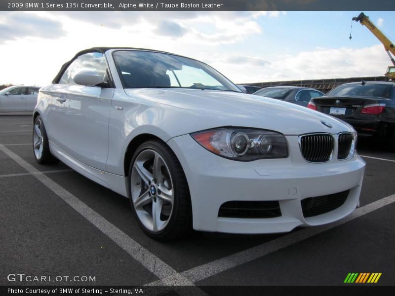 Alpine White / Taupe Boston Leather 2009 BMW 1 Series 135i Convertible