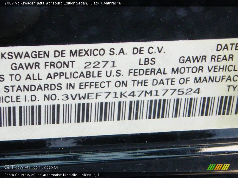 Black / Anthracite 2007 Volkswagen Jetta Wolfsburg Edition Sedan