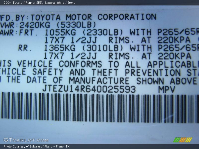 Natural White / Stone 2004 Toyota 4Runner SR5