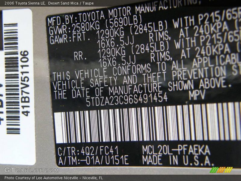 Desert Sand Mica / Taupe 2006 Toyota Sienna LE