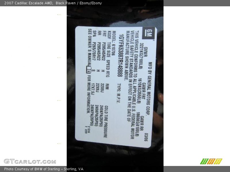 Black Raven / Ebony/Ebony 2007 Cadillac Escalade AWD
