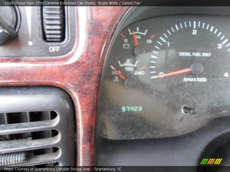 Bright White / Camel/Tan 1999 Dodge Ram 3500 Laramie Extended Cab Dually