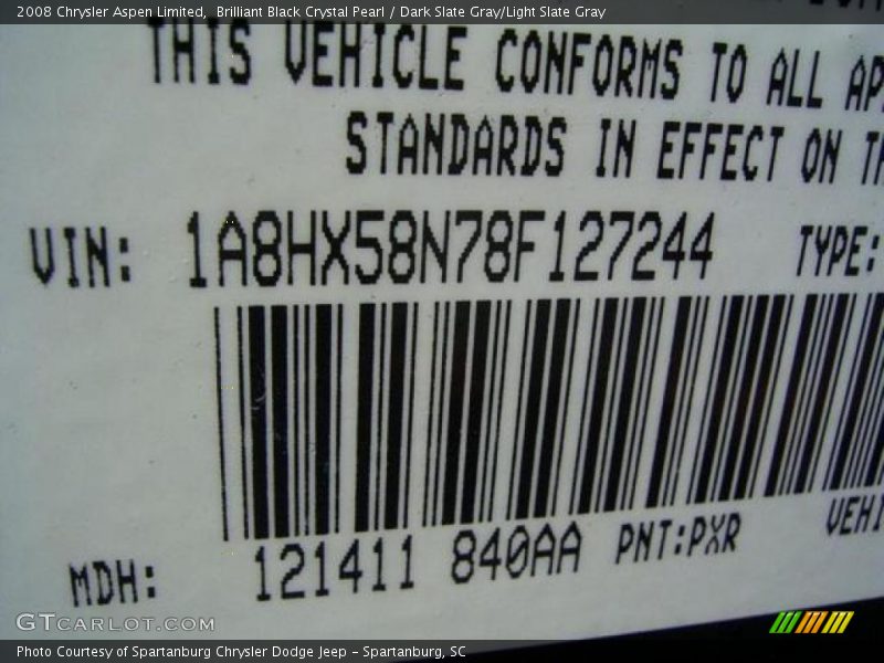 Brilliant Black Crystal Pearl / Dark Slate Gray/Light Slate Gray 2008 Chrysler Aspen Limited