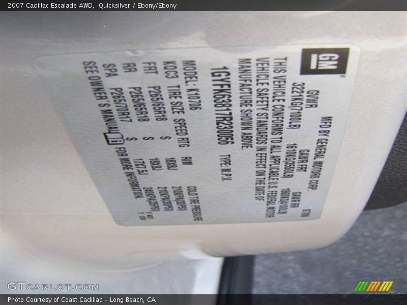 Quicksilver / Ebony/Ebony 2007 Cadillac Escalade AWD