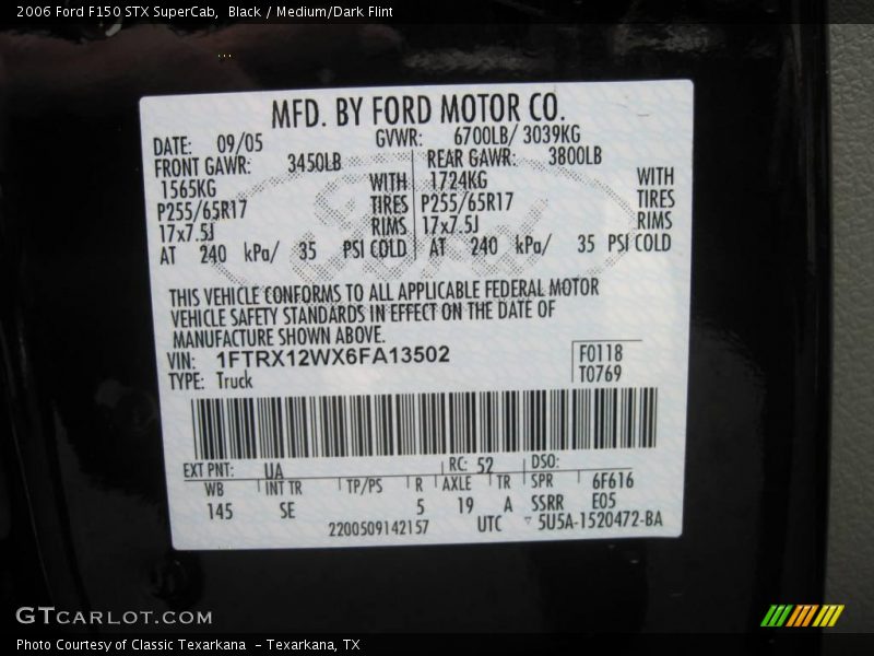 Black / Medium/Dark Flint 2006 Ford F150 STX SuperCab