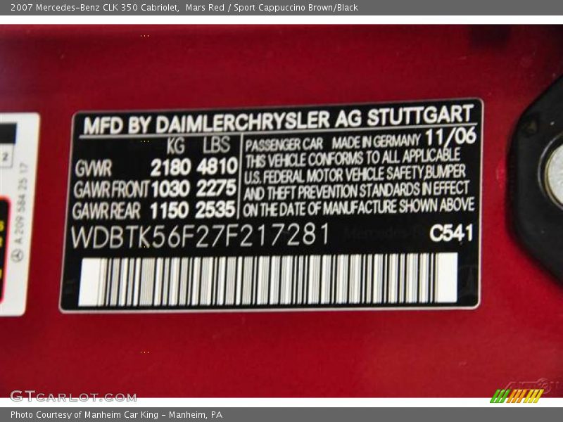 Mars Red / Sport Cappuccino Brown/Black 2007 Mercedes-Benz CLK 350 Cabriolet