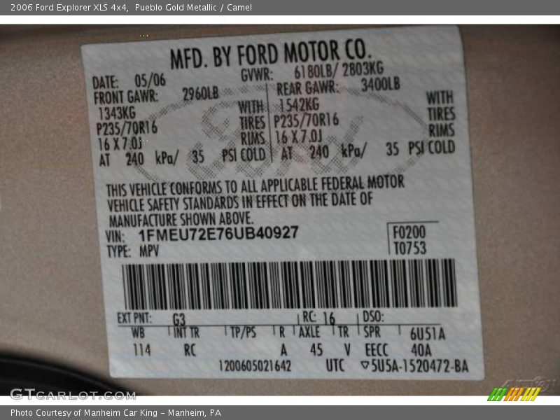 Pueblo Gold Metallic / Camel 2006 Ford Explorer XLS 4x4