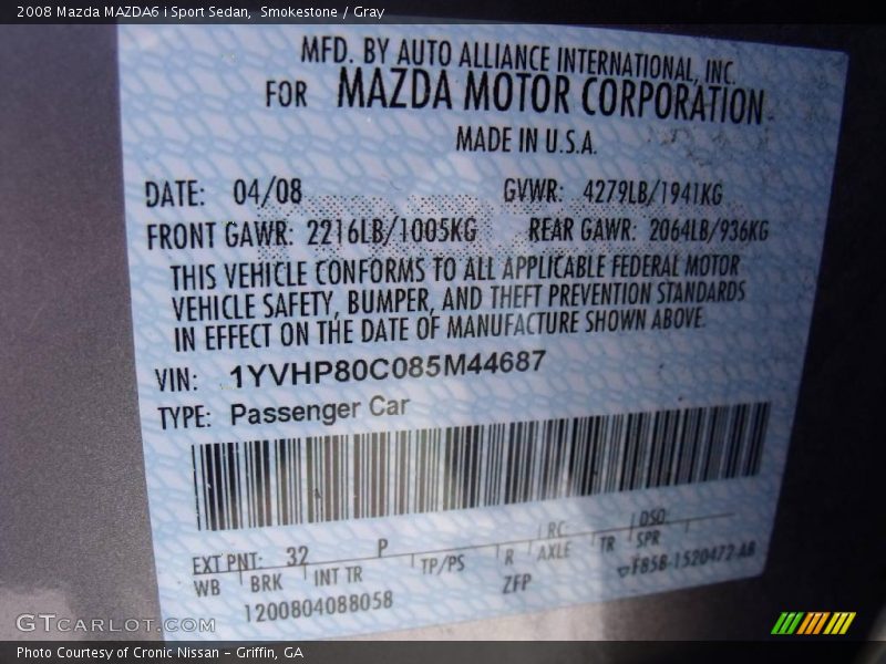 Smokestone / Gray 2008 Mazda MAZDA6 i Sport Sedan