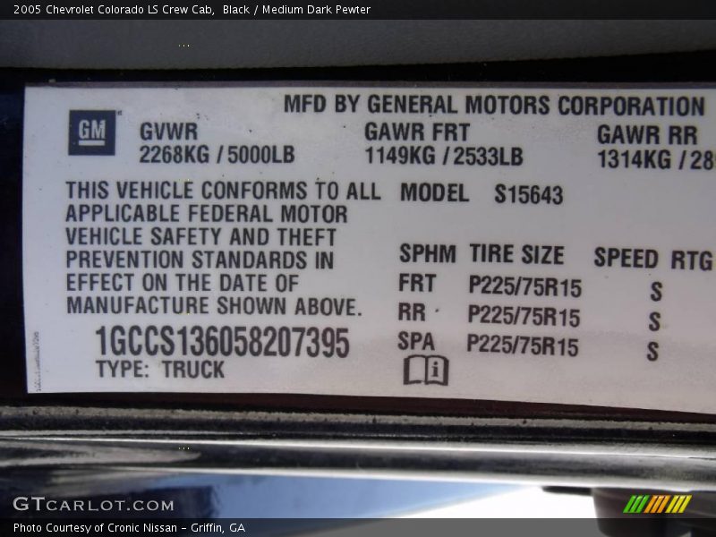 Black / Medium Dark Pewter 2005 Chevrolet Colorado LS Crew Cab