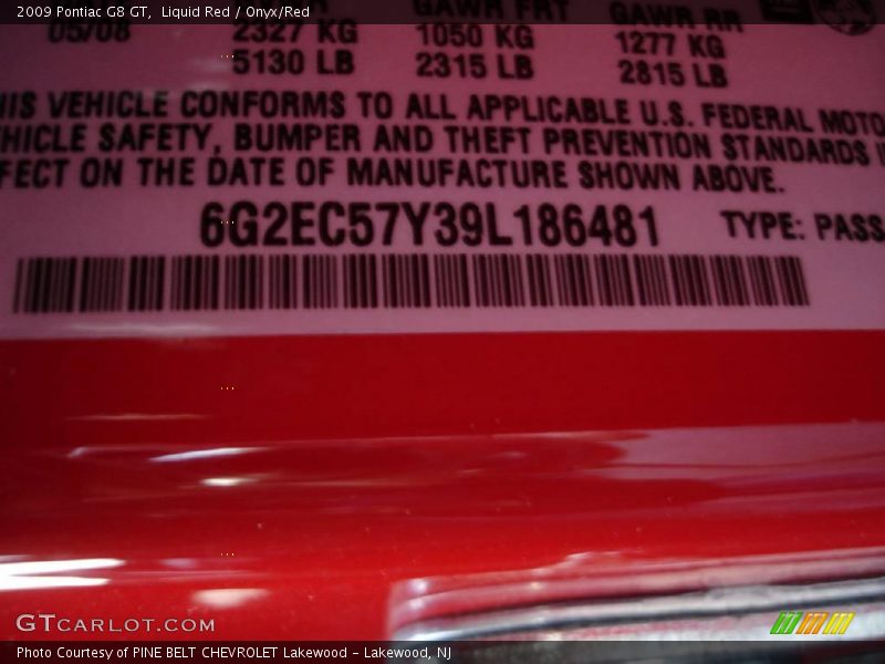 Liquid Red / Onyx/Red 2009 Pontiac G8 GT