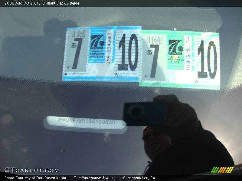 Brilliant Black / Beige 2008 Audi A3 2.0T