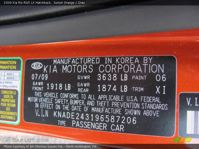 Sunset Orange / Gray 2009 Kia Rio Rio5 LX Hatchback