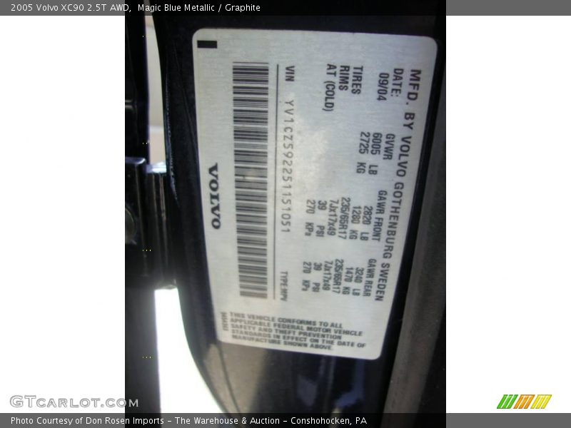 Magic Blue Metallic / Graphite 2005 Volvo XC90 2.5T AWD