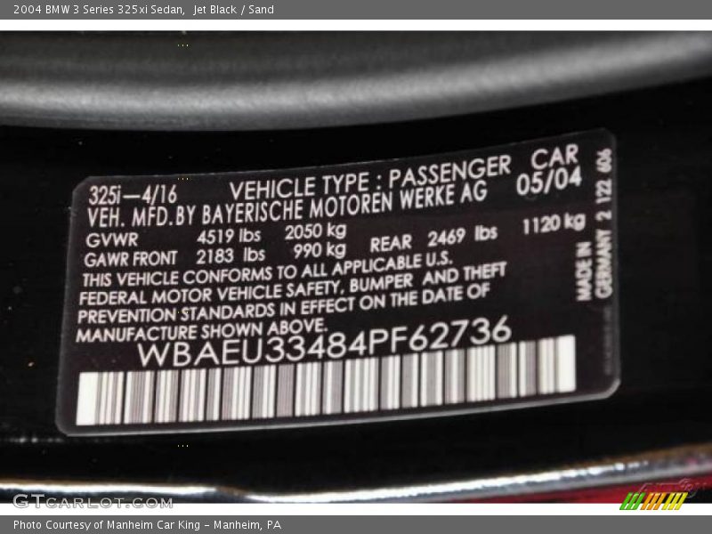 Jet Black / Sand 2004 BMW 3 Series 325xi Sedan