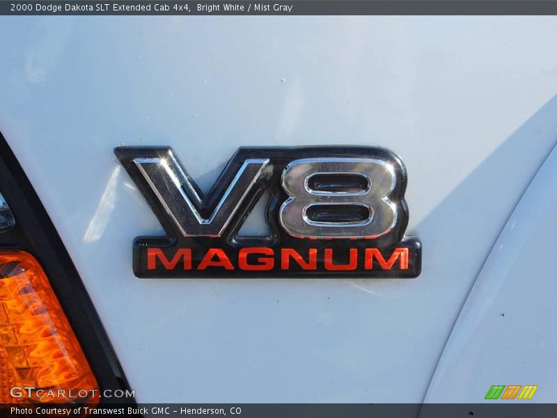 Bright White / Mist Gray 2000 Dodge Dakota SLT Extended Cab 4x4