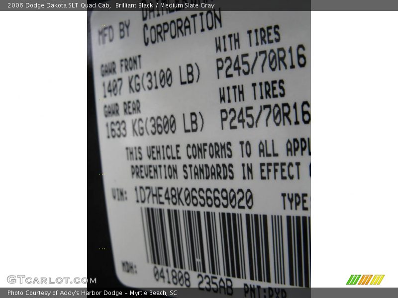 Brilliant Black / Medium Slate Gray 2006 Dodge Dakota SLT Quad Cab