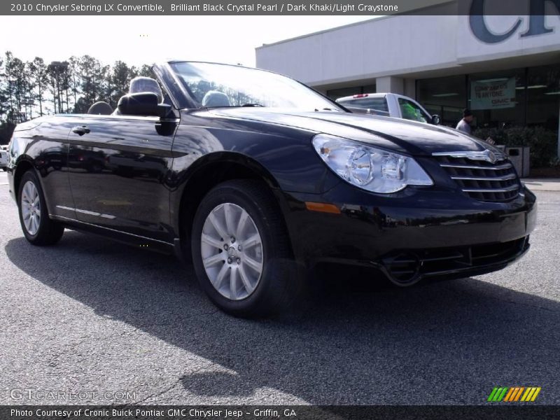 Brilliant Black Crystal Pearl / Dark Khaki/Light Graystone 2010 Chrysler Sebring LX Convertible