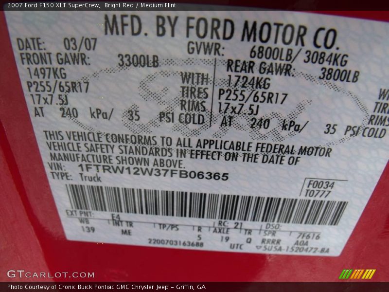Bright Red / Medium Flint 2007 Ford F150 XLT SuperCrew