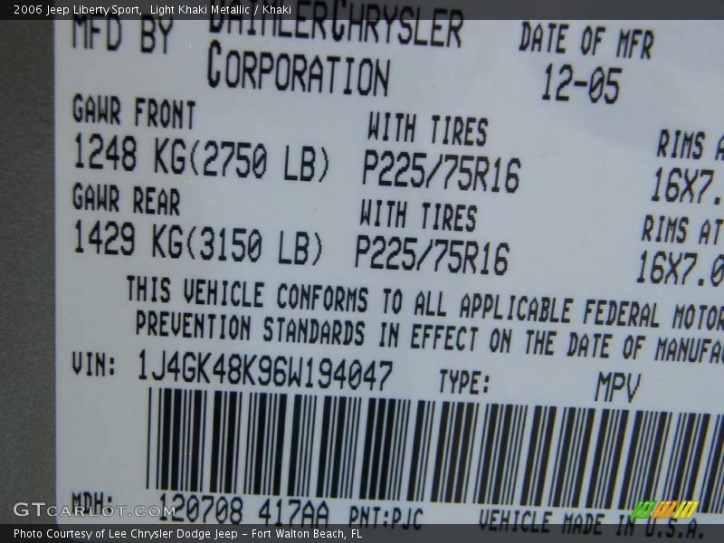 Light Khaki Metallic / Khaki 2006 Jeep Liberty Sport