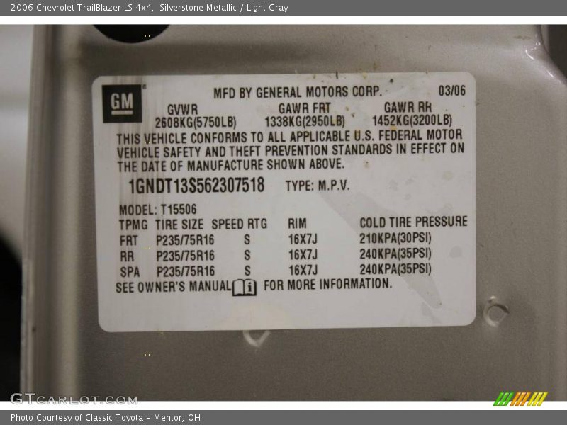 Silverstone Metallic / Light Gray 2006 Chevrolet TrailBlazer LS 4x4