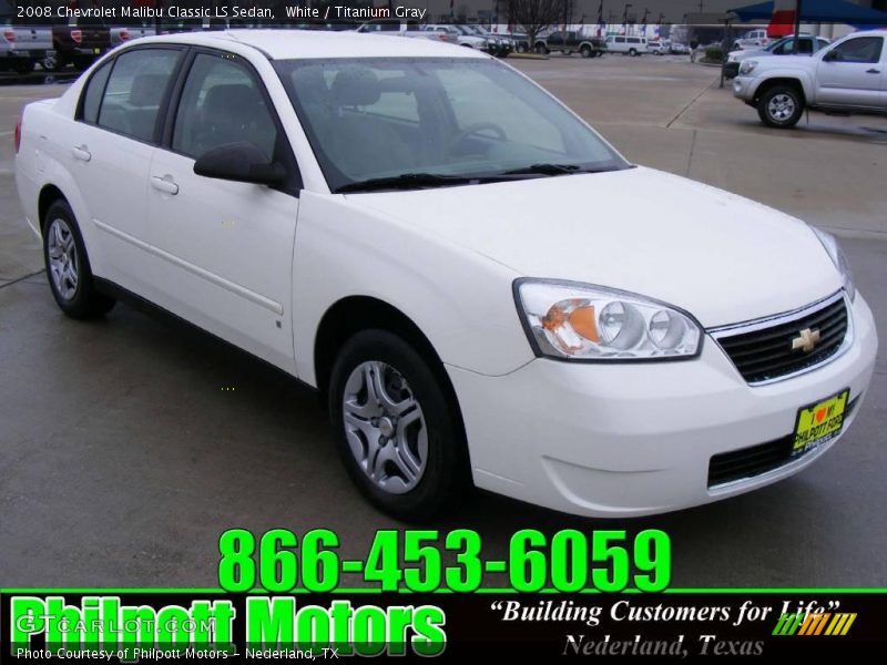 White / Titanium Gray 2008 Chevrolet Malibu Classic LS Sedan