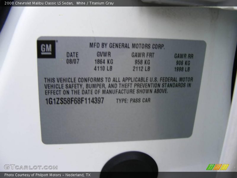 White / Titanium Gray 2008 Chevrolet Malibu Classic LS Sedan