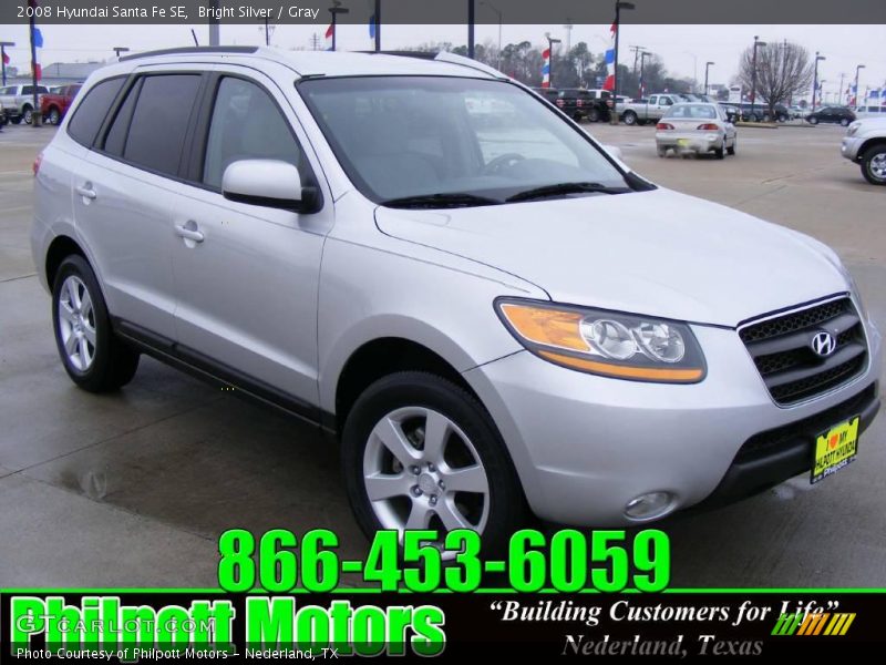 Bright Silver / Gray 2008 Hyundai Santa Fe SE