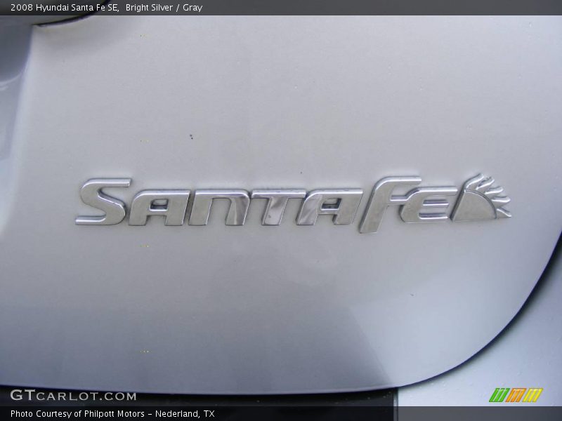 Bright Silver / Gray 2008 Hyundai Santa Fe SE