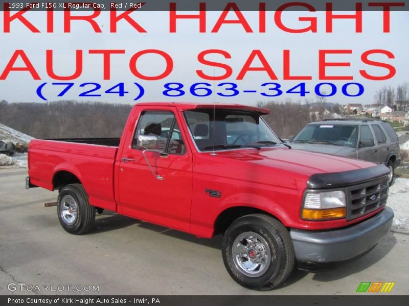 Red / Red 1993 Ford F150 XL Regular Cab