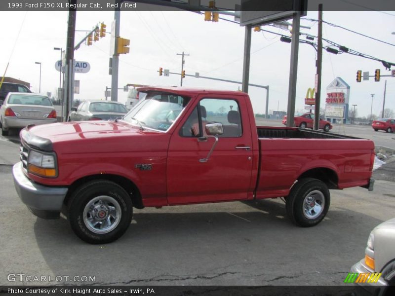 Red / Red 1993 Ford F150 XL Regular Cab