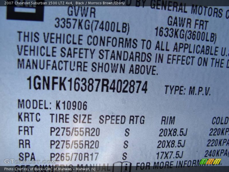 Black / Morroco Brown/Ebony 2007 Chevrolet Suburban 1500 LTZ 4x4