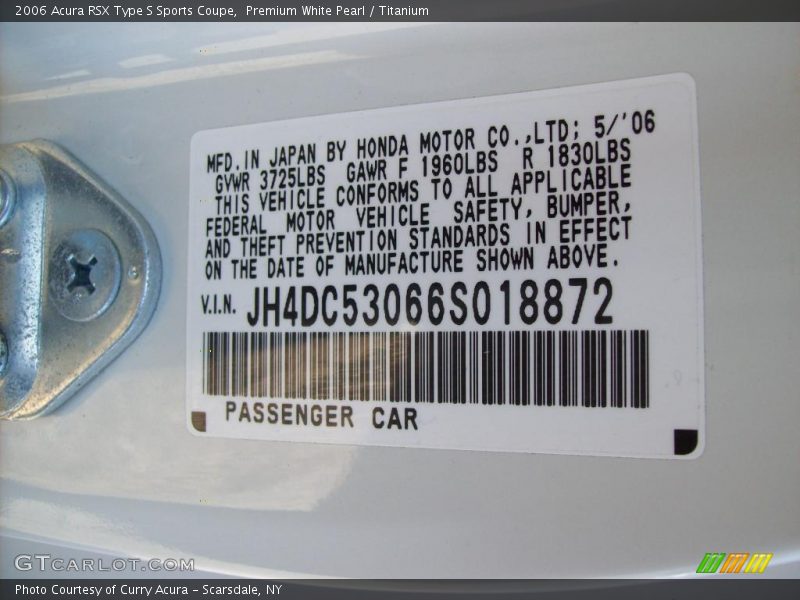 Premium White Pearl / Titanium 2006 Acura RSX Type S Sports Coupe