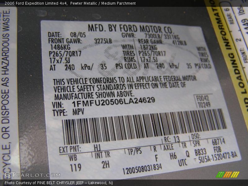 Pewter Metallic / Medium Parchment 2006 Ford Expedition Limited 4x4