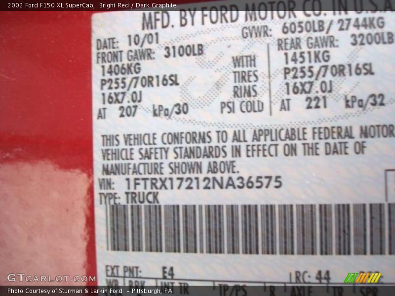Bright Red / Dark Graphite 2002 Ford F150 XL SuperCab