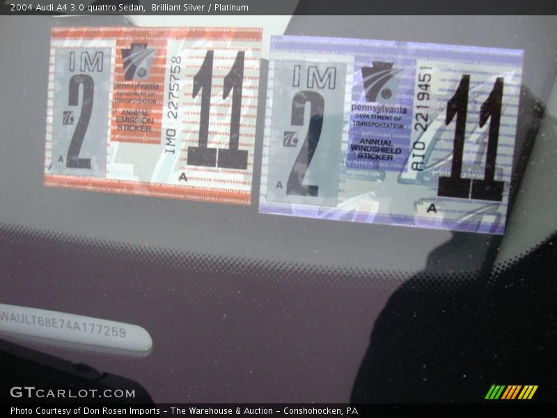 Brilliant Silver / Platinum 2004 Audi A4 3.0 quattro Sedan