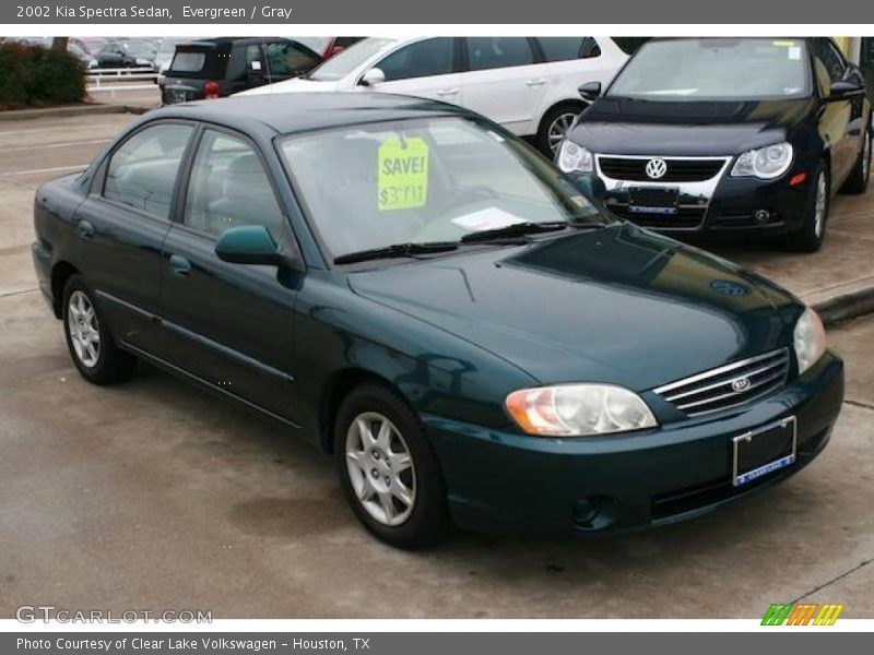 Evergreen / Gray 2002 Kia Spectra Sedan