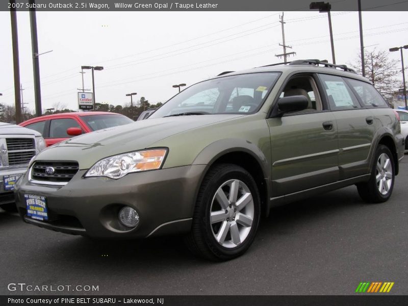 Willow Green Opal / Taupe Leather 2007 Subaru Outback 2.5i Wagon