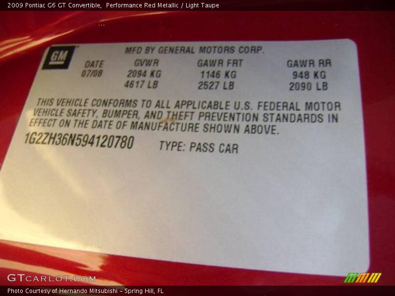 Performance Red Metallic / Light Taupe 2009 Pontiac G6 GT Convertible