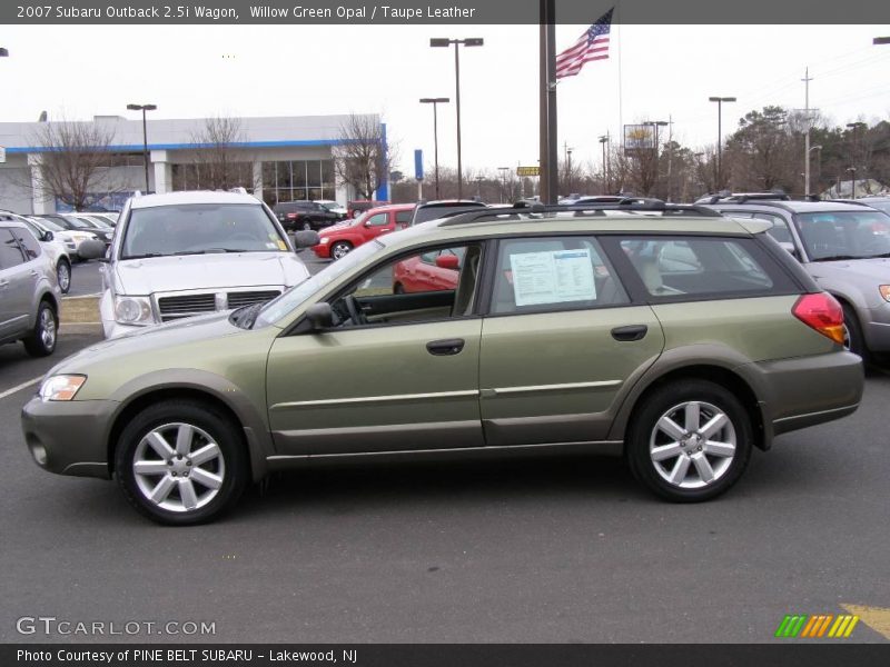 Willow Green Opal / Taupe Leather 2007 Subaru Outback 2.5i Wagon