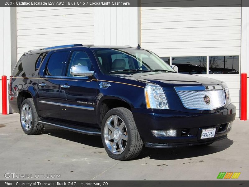 Blue Chip / Cocoa/Light Cashmere 2007 Cadillac Escalade ESV AWD