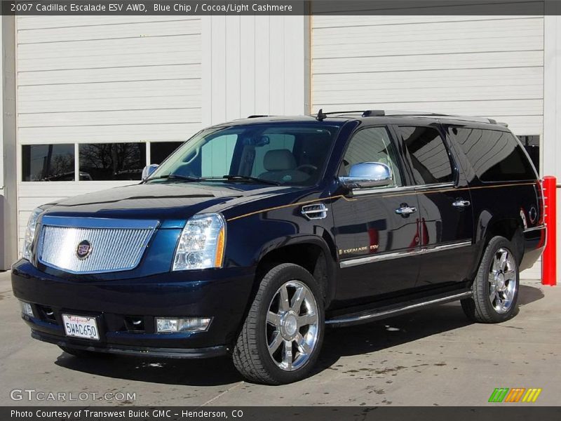 Blue Chip / Cocoa/Light Cashmere 2007 Cadillac Escalade ESV AWD