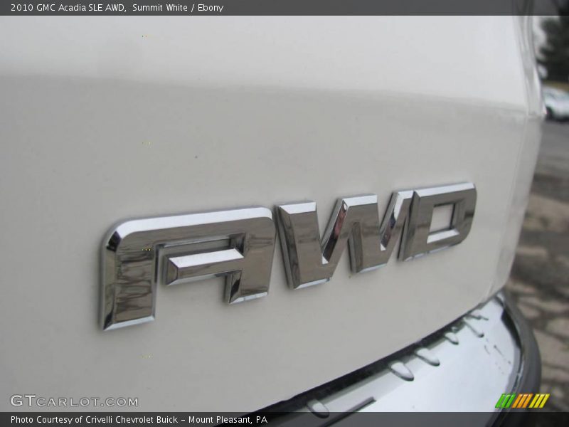 Summit White / Ebony 2010 GMC Acadia SLE AWD
