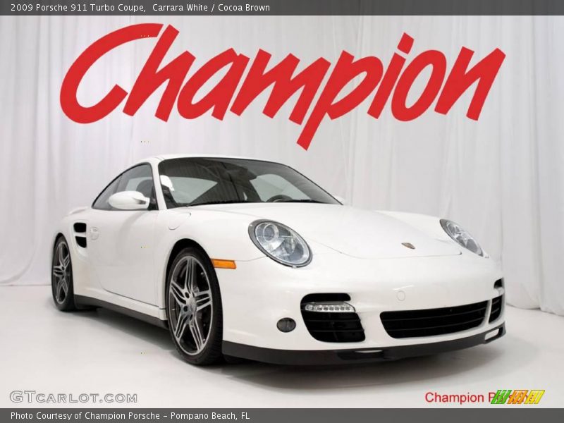 Carrara White / Cocoa Brown 2009 Porsche 911 Turbo Coupe