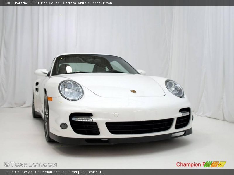 Carrara White / Cocoa Brown 2009 Porsche 911 Turbo Coupe
