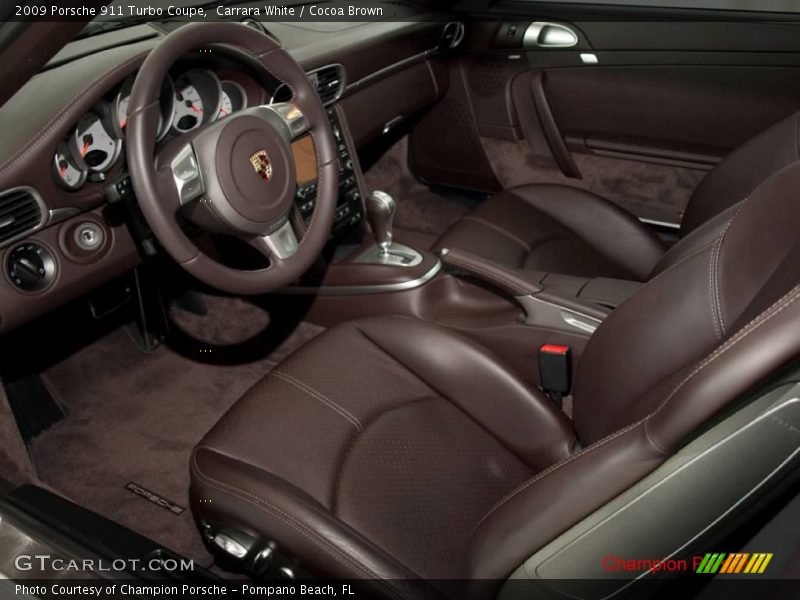 Carrara White / Cocoa Brown 2009 Porsche 911 Turbo Coupe