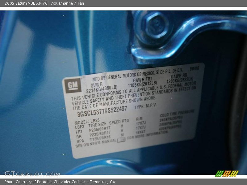Aquamarine / Tan 2009 Saturn VUE XR V6