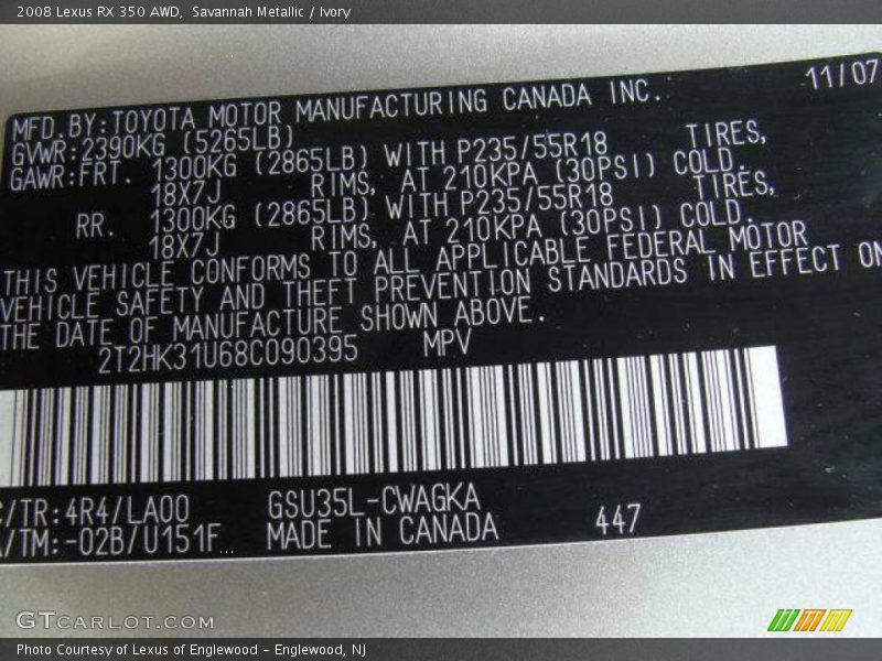 Savannah Metallic / Ivory 2008 Lexus RX 350 AWD