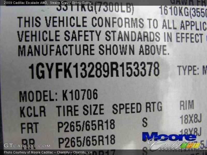 Stealth Gray / Ebony/Ebony 2009 Cadillac Escalade AWD