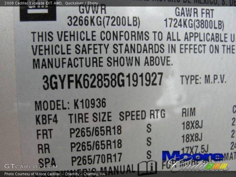 Quicksilver / Ebony 2008 Cadillac Escalade EXT AWD